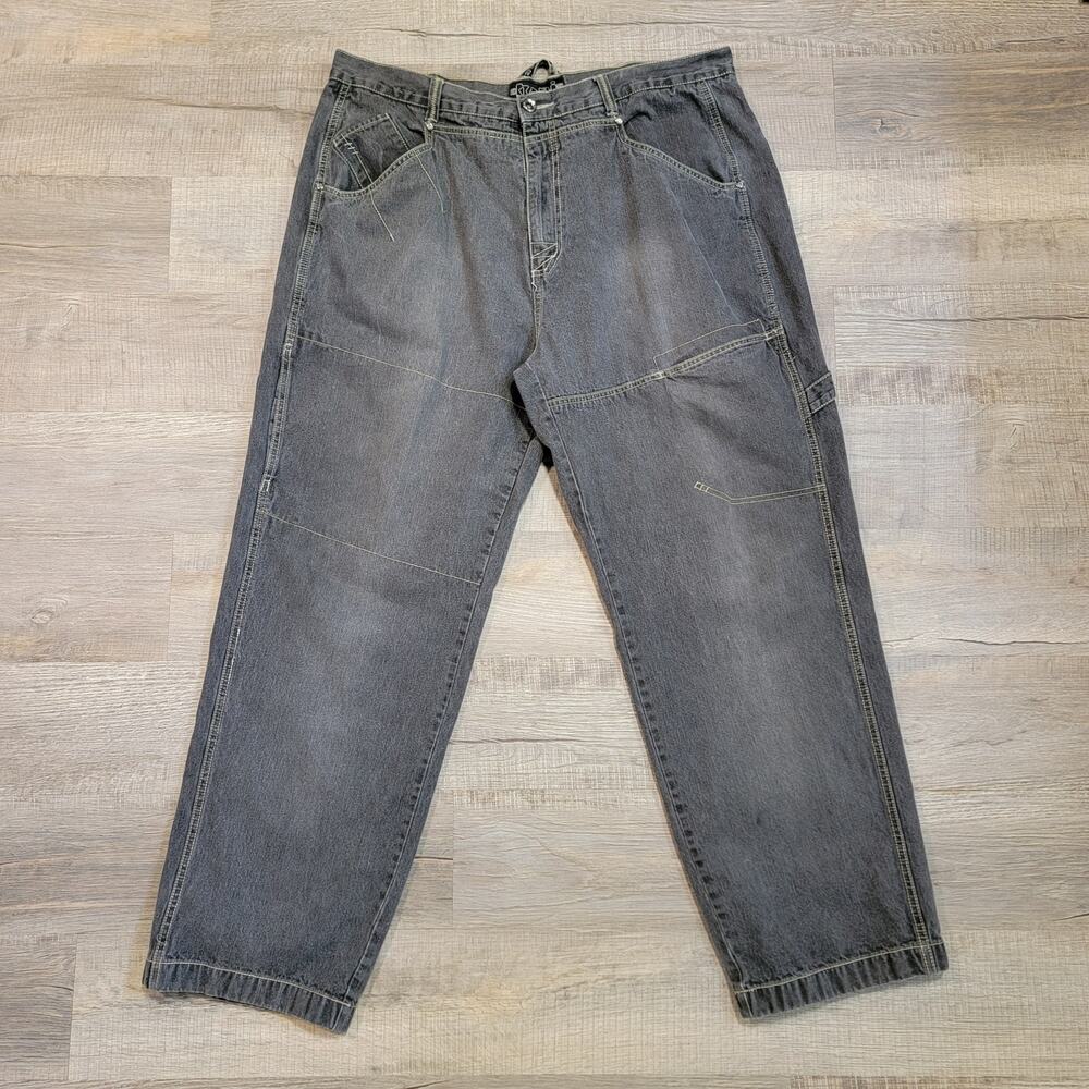 Karl Kani Baggy Y2K Jeans Size 42x34 Black Cargo Carpenter‎ Denim Pants Grunge